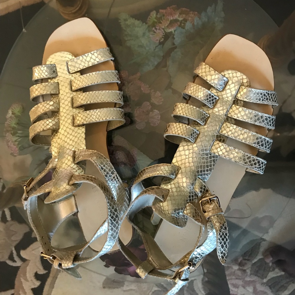 Gold snakeskin Nine West gladiator sandals